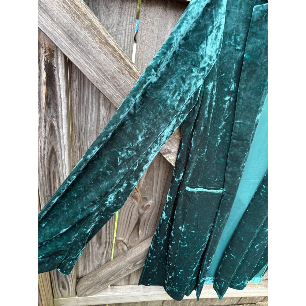 Cato Women XL Teal Crushed Velvet Duster Cardigan Open Front Longline Blazer - Picture 10 of 10